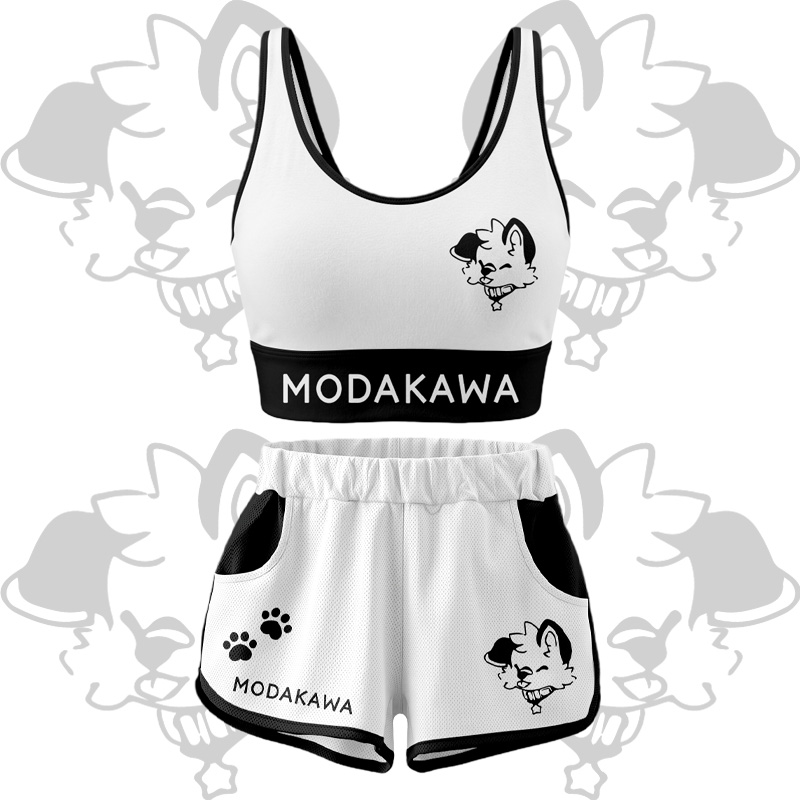 MODAKAWA X popipeko Puppy Graphic Crop Tank Tank Sport Top Shorts Bikini Matching Outfit - White Set - 5XL - image 12