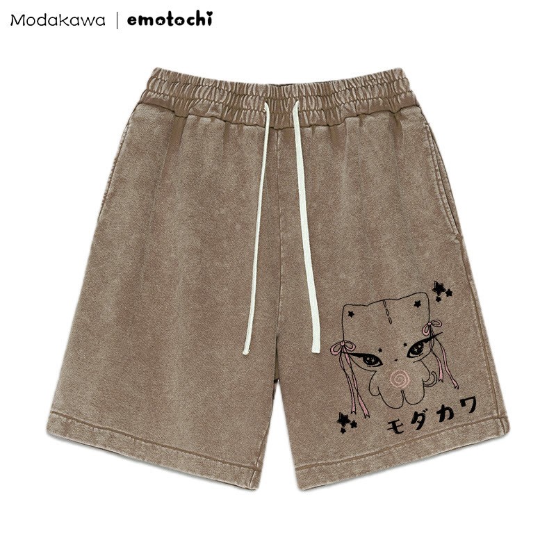 Shorts mit Bow Kitty-Grafik im Vintage-Look - Braun - 3XL - image 5