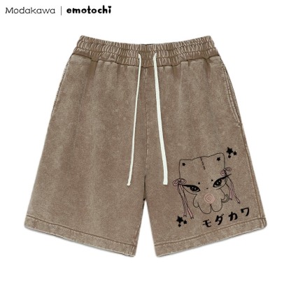 Shorts mit Bow Kitty-Grafik im Vintage-Look - Braun - 3XL - image 5