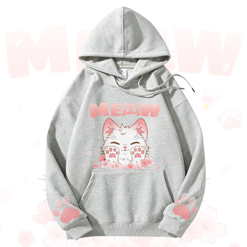 MODAKAWA MEOW Kapuzenpullover mit niedlichem Katzenmotiv und Fleece-Futter - Grey - 3XL - image 4