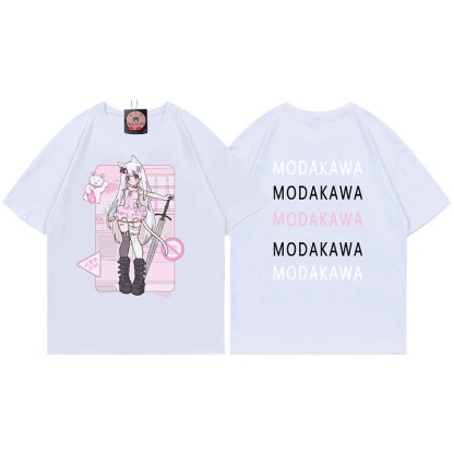 MODAKAWA X airii.exe T-Shirt mit Buchstabendruck „Kitty Girl“ aus 100 % Baumwolle - White - 5XL - image 3