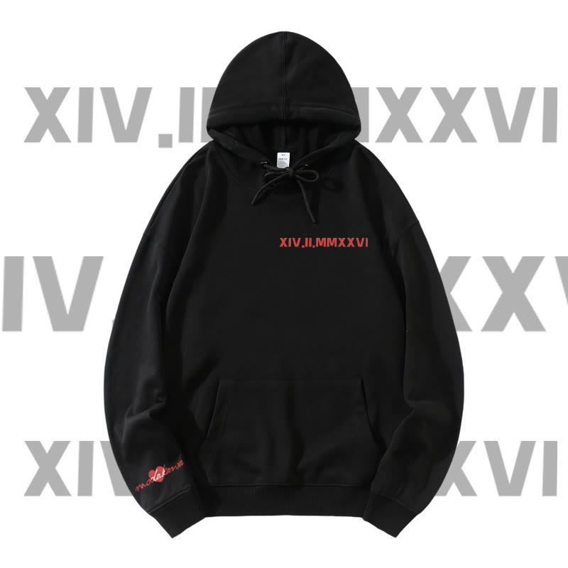 MODAKAWA Streetwear Pullover Hoodie mit Buchstabenherz-Grafik - Black - 5XL - image 3