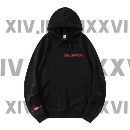MODAKAWA Streetwear Pullover Hoodie mit Buchstabenherz-Grafik - Black - 5XL - image 3