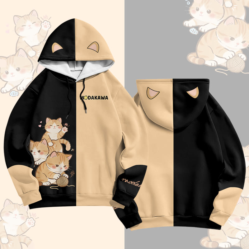 Modakawa Pullover-Hoodie mit Katzenmotiv - Yellow & Black - 6XL - image 4