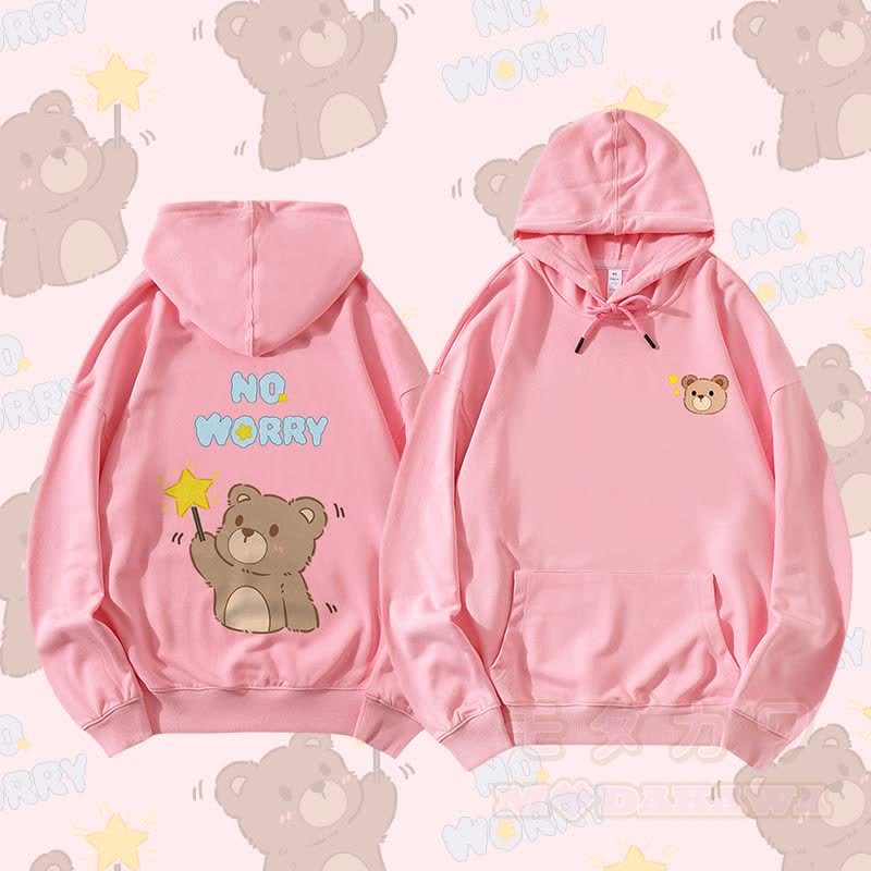 MODAKAWA NO WORRY Bären-Grafik Partner-Hoodie - Rosa - 5XL - image 7