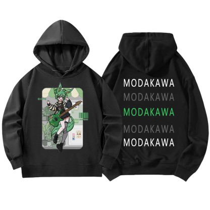 MODAKAWA X airii.exe Lockerer Hoodie mit Gitarrenmädchen-Buchstabendruck - Black - 5XL - image 6