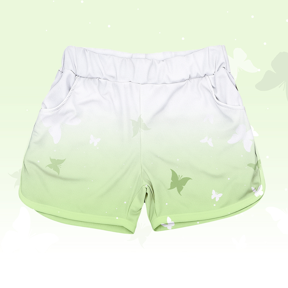 T-Shirt mit Schmetterlingsmotiv aus 100 % Baumwolle, dazu passende Shorts von Modakawa - White & Green Shorts - 5XL - image 5