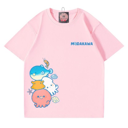 Modakawa T-Shirt mit Oktopus-Fisch-Buchstabenprint - Pink - 5XL - image 4