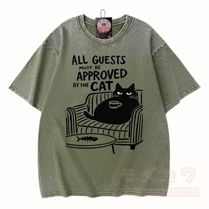MODAKAWA Kitty Grafik Vintage Washed 100% Baumwoll-T-Shirt - Grün - 3XL - image 6