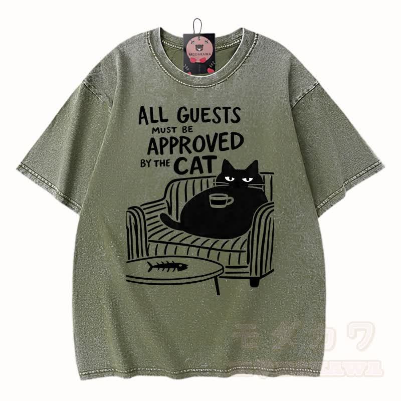 MODAKAWA Kitty Grafik Vintage Washed 100% Baumwoll-T-Shirt - Grün - 3XL - image 6