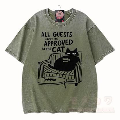 MODAKAWA Kitty Grafik Vintage Washed 100% Baumwoll-T-Shirt - Grün - 3XL - image 6