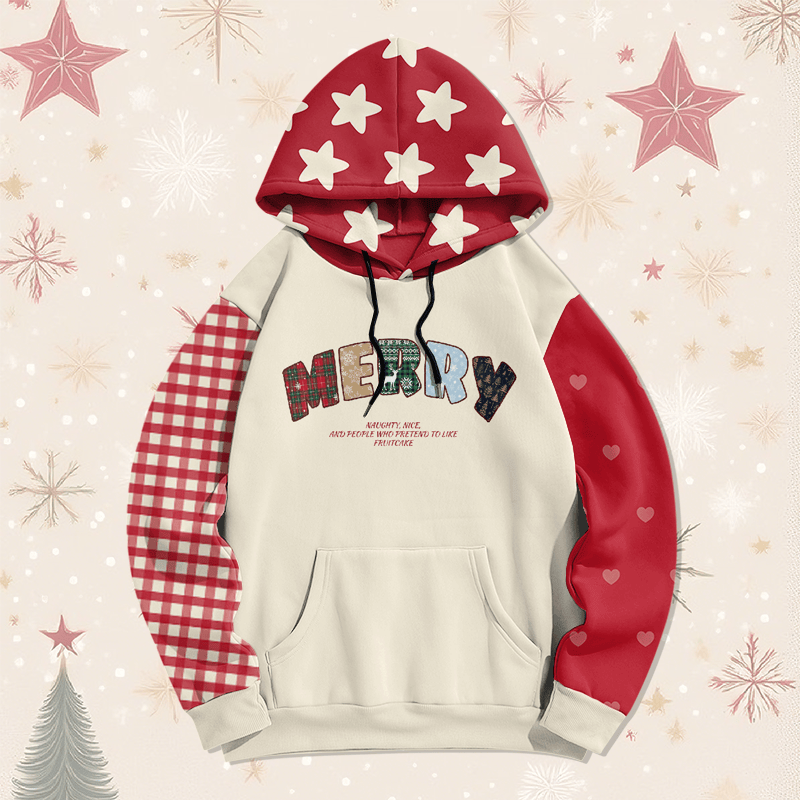 MODAKAWA Pullover-Hoodie mit Weihnachtsmotiv und Allover-Print - image 3