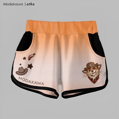 MODAKAWA X atka Gradient Cowboy Fox Winking Graphic Shorts - Orange - 5XL - image 3