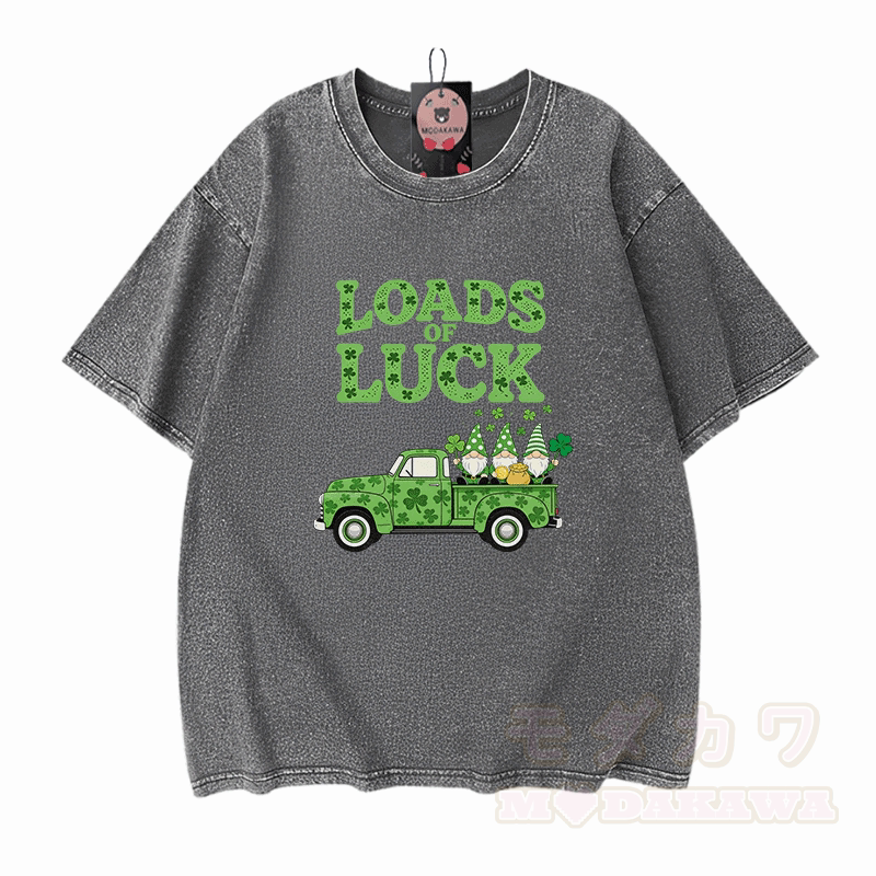 VIELE GLÜCK! Modakawa Vintage-T-Shirt aus 100 % Baumwolle mit Grafik zum St. Pakrit-Tag - Grau - 5XL - image 9