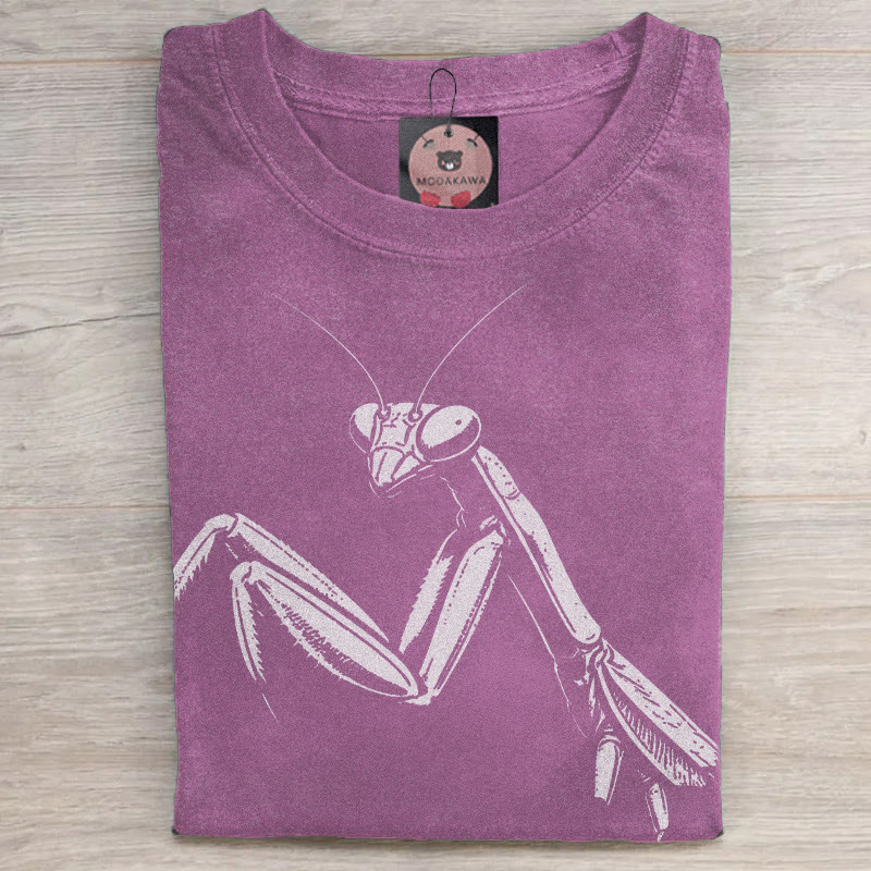 MODAKAWA Gottesanbeterin-Grafik Unisex Vintage Washed T-Shirt - Purple - 5XL - image 3