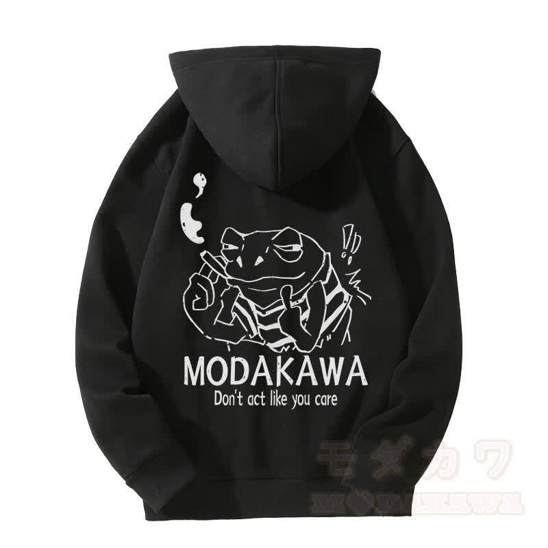 MODAKAWA MEH Kapuzenpullover mit Reißverschluss und Grumpy Smoking Frog-Grafik, Fleecefutter - Schwarz - 5XL - image 5