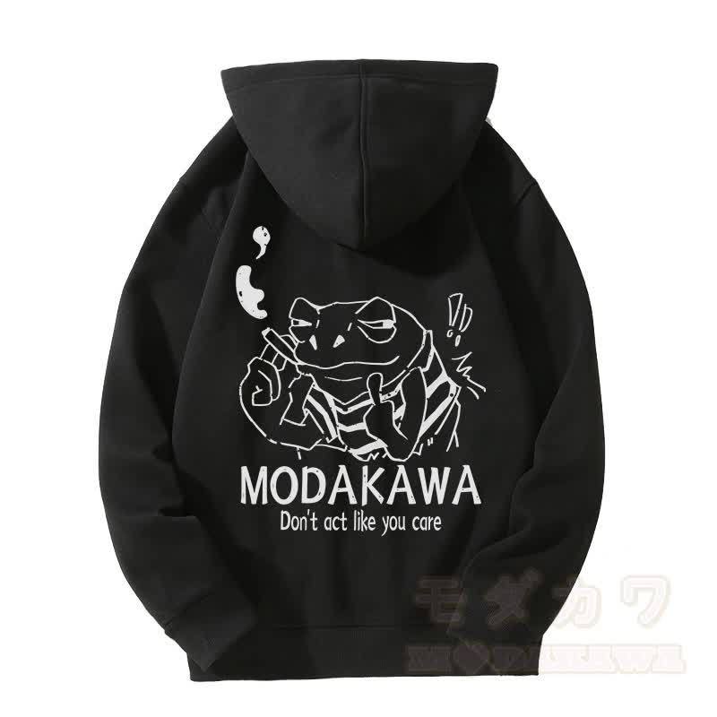 MODAKAWA MEH Kapuzenpullover mit Reißverschluss und Grumpy Smoking Frog-Grafik, Fleecefutter - Schwarz - 5XL - image 5