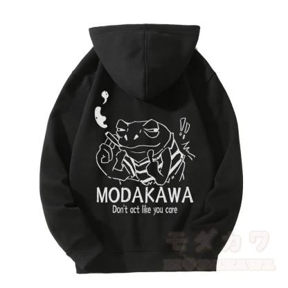 MODAKAWA MEH Kapuzenpullover mit Reißverschluss und Grumpy Smoking Frog-Grafik, Fleecefutter - Schwarz - 5XL - image 5