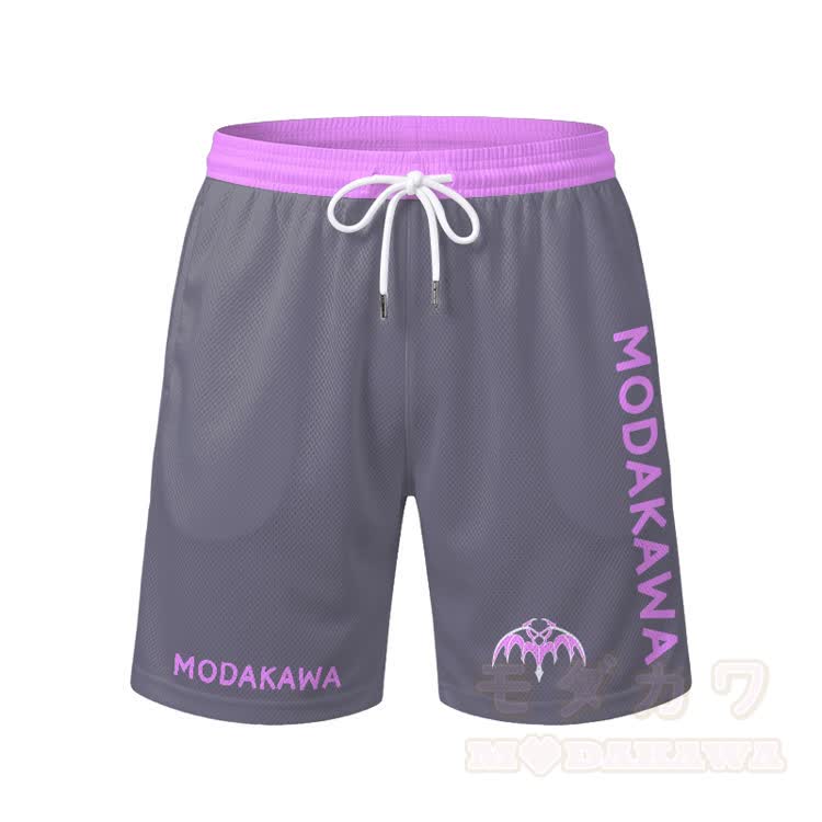 MODAKAWA X Aki Bat Graphic Herren-Sport-T-Shirt, Shorts mit Kordelzug und passendem Outfit - Lila Shorts - 5XL - image 7