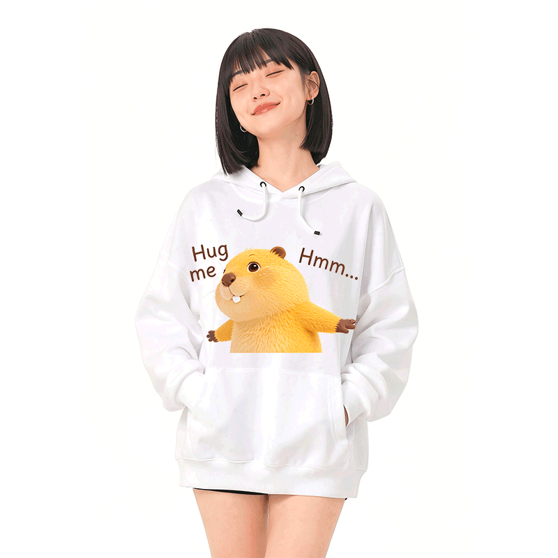 HUG ME Capybara Grafik Modakawa Loose Baumwoll-Mischgewebe-Hoodie - image 2