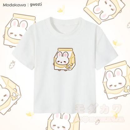 MODAKAWA X gwosti Bunana Milk Graphic Damen Cropped T-Shirt, 92 % gekämmte Baumwolle - Weiß - XL - image 4