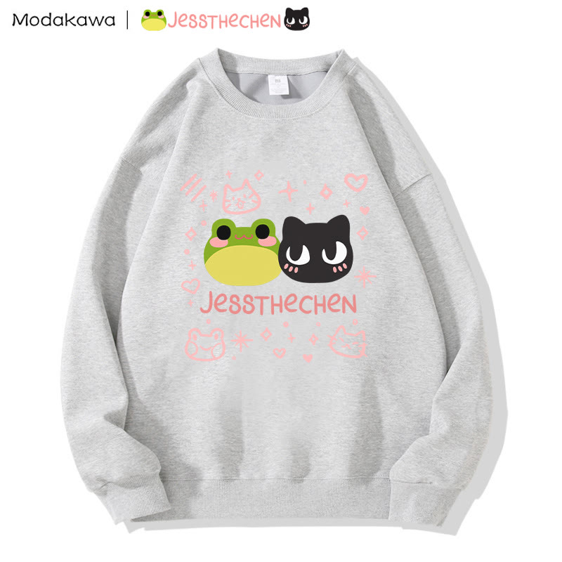 MODAKAWA X jessthechen Frog Kitty Print Rundhals-Sweatshirt - Grey - 5XL - image 5