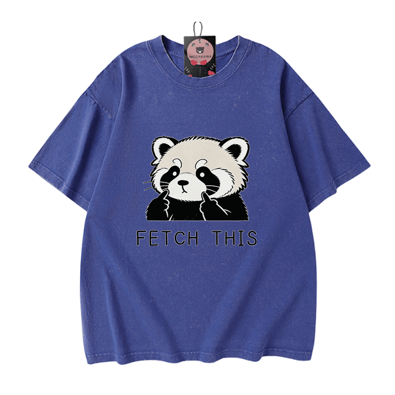 Hol dir dieses Panda-Grafik-Modakawa-Vintage-T-Shirt aus 100 % Baumwolle (gewaschen). - Blue - 5XL - image 4