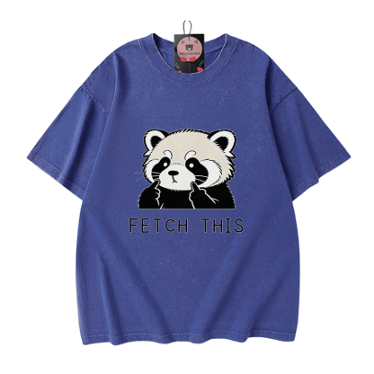 Hol dir dieses Panda-Grafik-Modakawa-Vintage-T-Shirt aus 100 % Baumwolle (gewaschen). - Blue - 5XL - image 4
