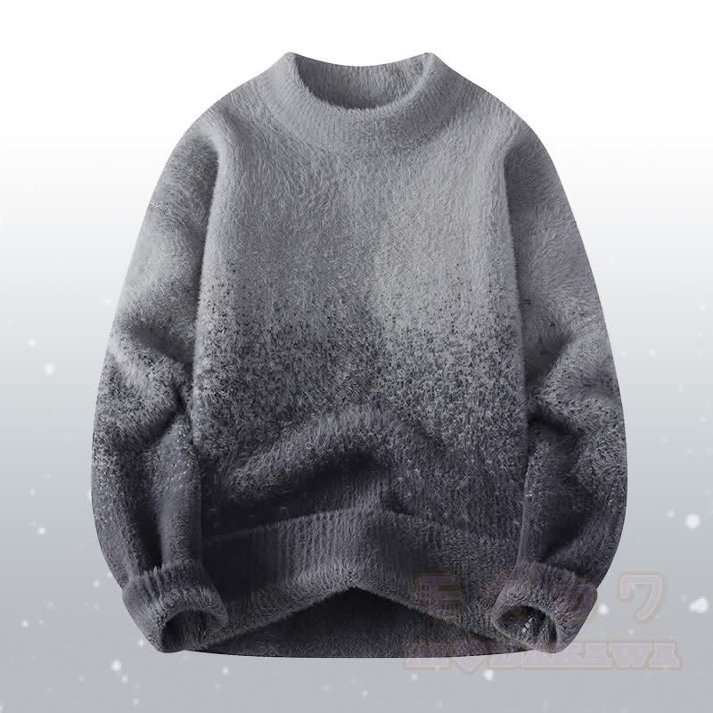 Zweiteiler: Farbverlauf-Strickpullover, flauschiger Cordanzug - Grauer Pullover - 4XL - image 12