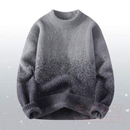 Zweiteiler: Farbverlauf-Strickpullover, flauschiger Cordanzug - Grauer Pullover - 4XL - image 12