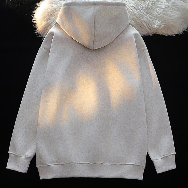 Langärmliger Hoodie mit Welpen-Flocking-Print - image 6