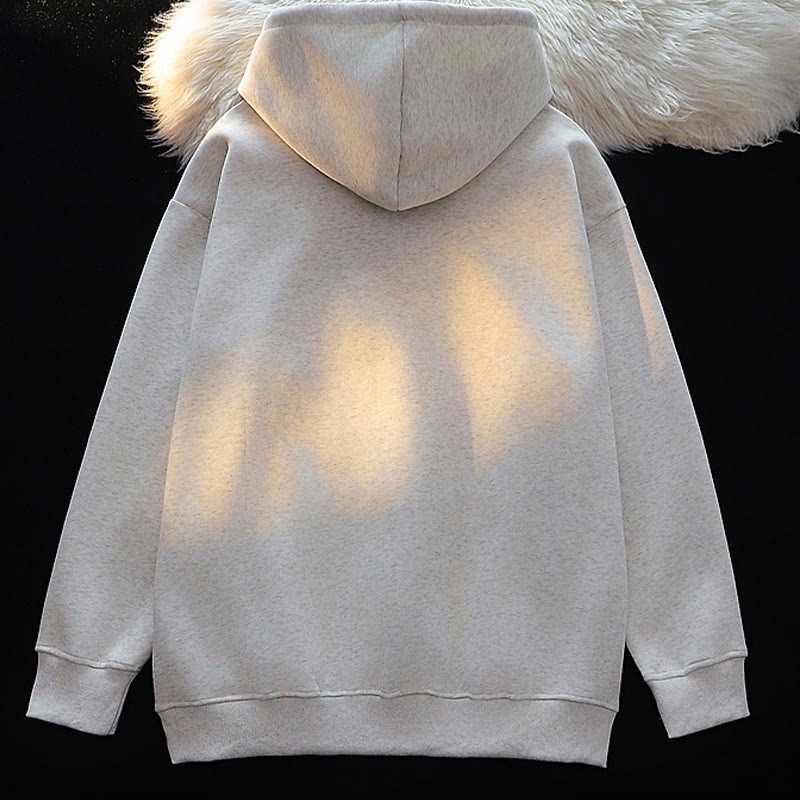 Langärmliger Hoodie mit Welpen-Flocking-Print - image 6