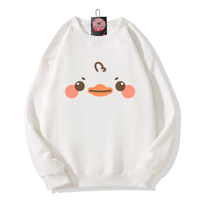 Sweatshirt mit Entenprint und Rundhalsausschnitt - White - 5XL - image 4
