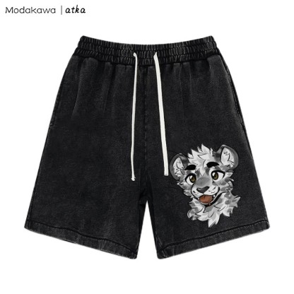 MODAKAWA X atka – Freche Shorts mit Tigergesicht-Grafik im Vintage-Look - Black - 3XL - image 3
