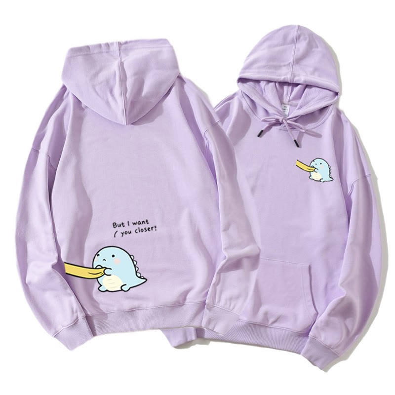 Passender Hoodie für Paare mit Dinosaurier-Grafik - Purple B - 5XL - image 5