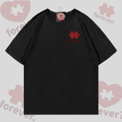 MODAKAWA FOREVER Puzzle Heart Grafik-T-Shirt - Black B - 5XL - image 9