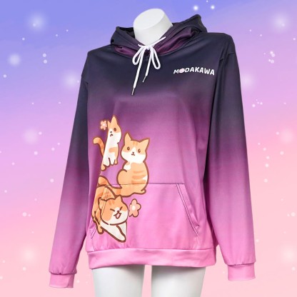 Modakawa Kapuzenpullover mit Farbverlauf und Katzenmotiv (Buchstabenprint) - image 5