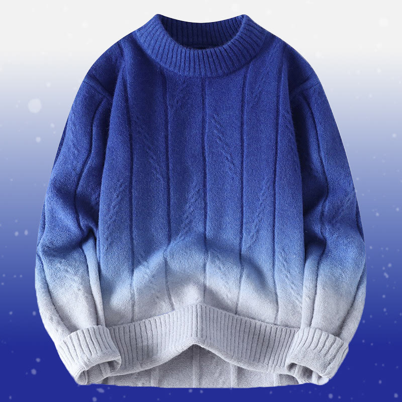 Zweiteiliger Strickpullover mit Farbverlauf und Taschen - Blue Sweater - 4XL - image 10