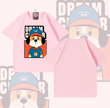 DREAM CRASER Hunde-Grafik Modakawa 100% Baumwoll-T-Shirt - Pink - 5XL - image 4