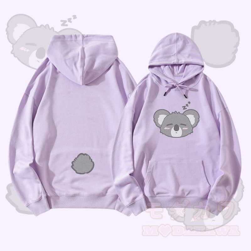 MODAKAWA Streetwear-Pullover-Hoodie mit Koala-Motiv (Gesicht und Schwanz) - Hellviolett - 5XL - image 4