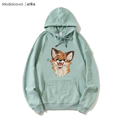 Hoodie mit fröhlicher Fuchs-Grafik - Green - 5XL - image 3