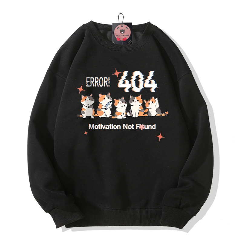 ERROR 404 MOTIVATION NICHT GEFUNDEN Sweatshirt mit Katzenmuster und Rundhalsausschnitt - Black - 5XL - image 4