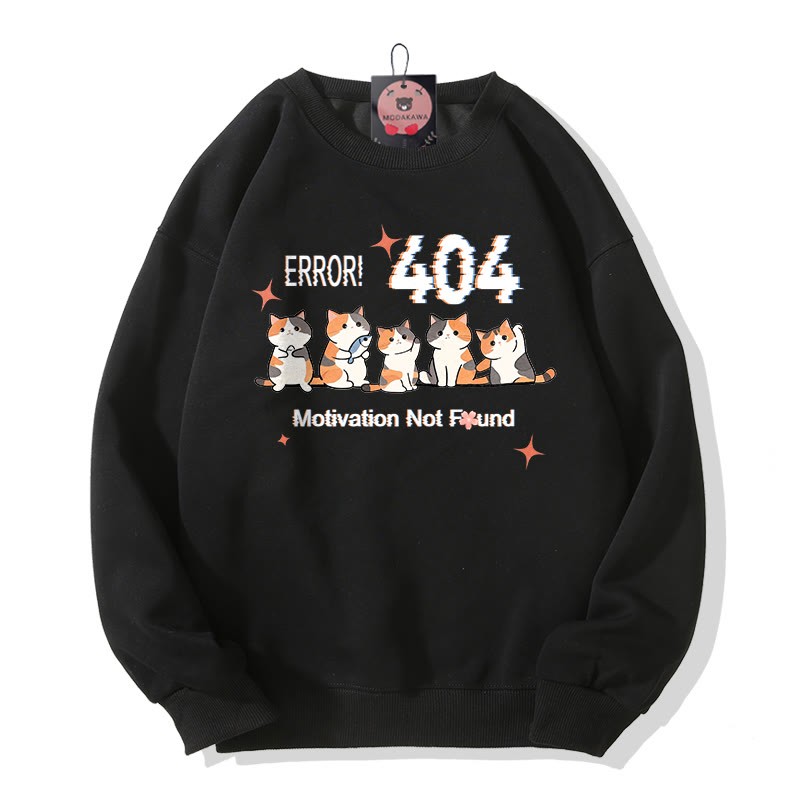 ERROR 404 MOTIVATION NICHT GEFUNDEN Sweatshirt mit Katzenmuster und Rundhalsausschnitt - Black - 5XL - image 4