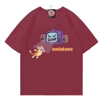Kitty Battle Evil Furniture Print Modakawa T-Shirt - Wine Red - 5XL - image 4