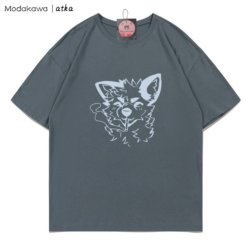 MODAKAWA X atka Fox Smoking Graphic T-Shirt - Grey - 5XL - image 5