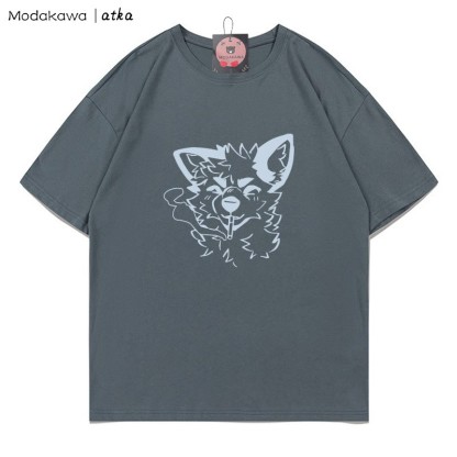 MODAKAWA X atka Fox Smoking Graphic T-Shirt - Grey - 5XL - image 5