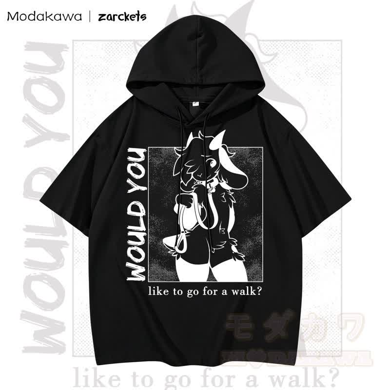 MODAKAWA X zarckets WOULD YOU Niedlicher Hoodie mit Ziegenprint T-Shirt - Schwarz - 3XL - image 4