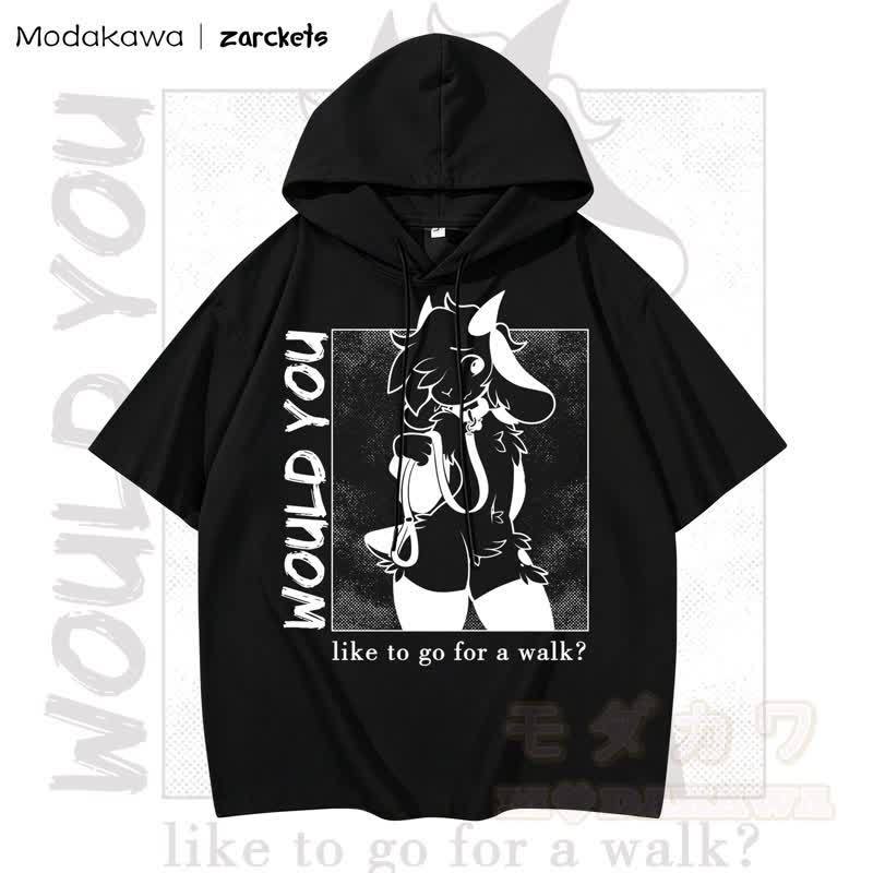 MODAKAWA X zarckets WOULD YOU Niedlicher Hoodie mit Ziegenprint T-Shirt - Schwarz - 3XL - image 4