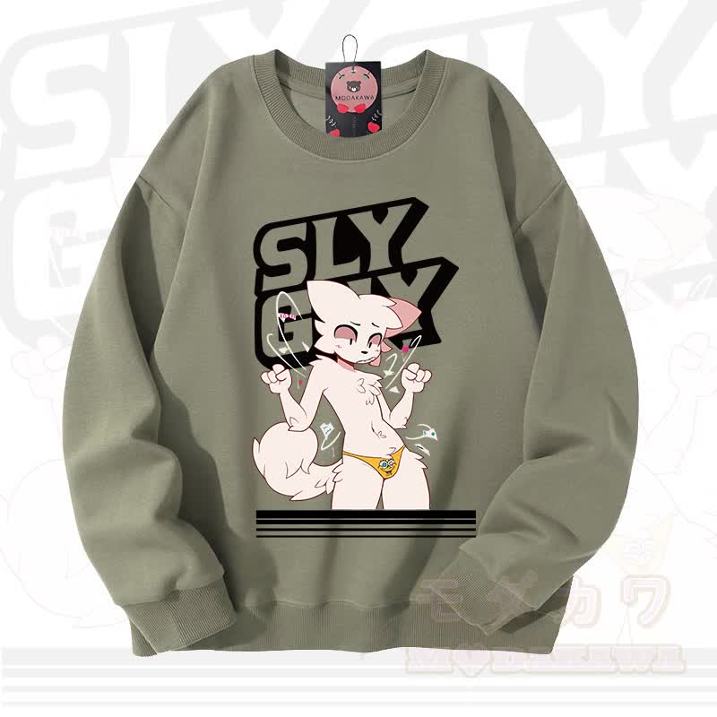 MODAKAWA X zarckets SLY GUY Fuchs Grafik Unisex Sweatshirt - Hellgrün - 3XL - image 7