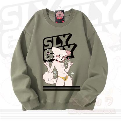 MODAKAWA X zarckets SLY GUY Fuchs Grafik Unisex Sweatshirt - Hellgrün - 3XL - image 7